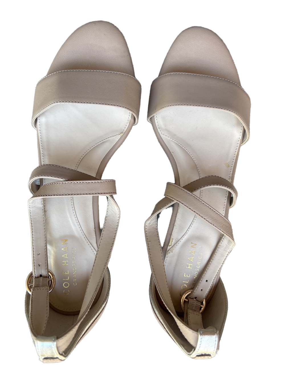 Cole Haan Neutral Taupe Leather Platform Sandals